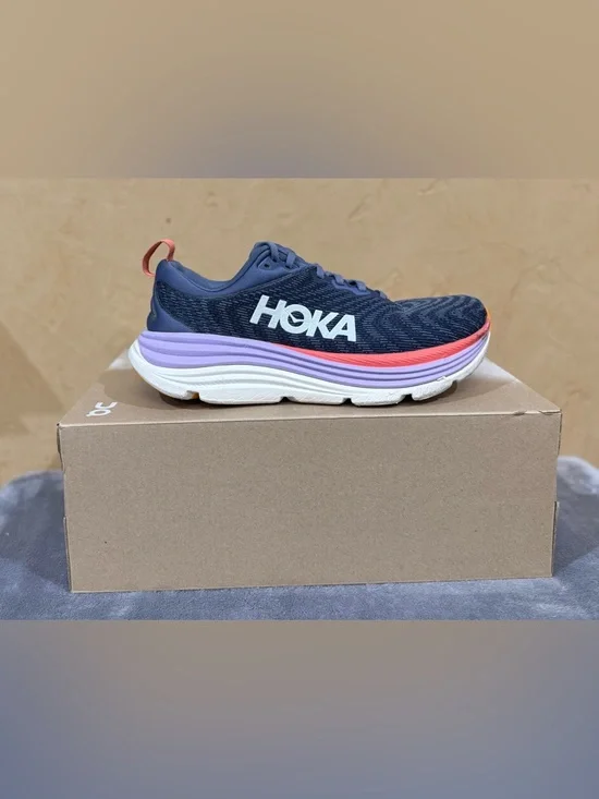 HOKA Women's Gaviota 5 Road Running Shoes in Anchor/Grapefruit, Size 8.5D - Picture 3 of 7